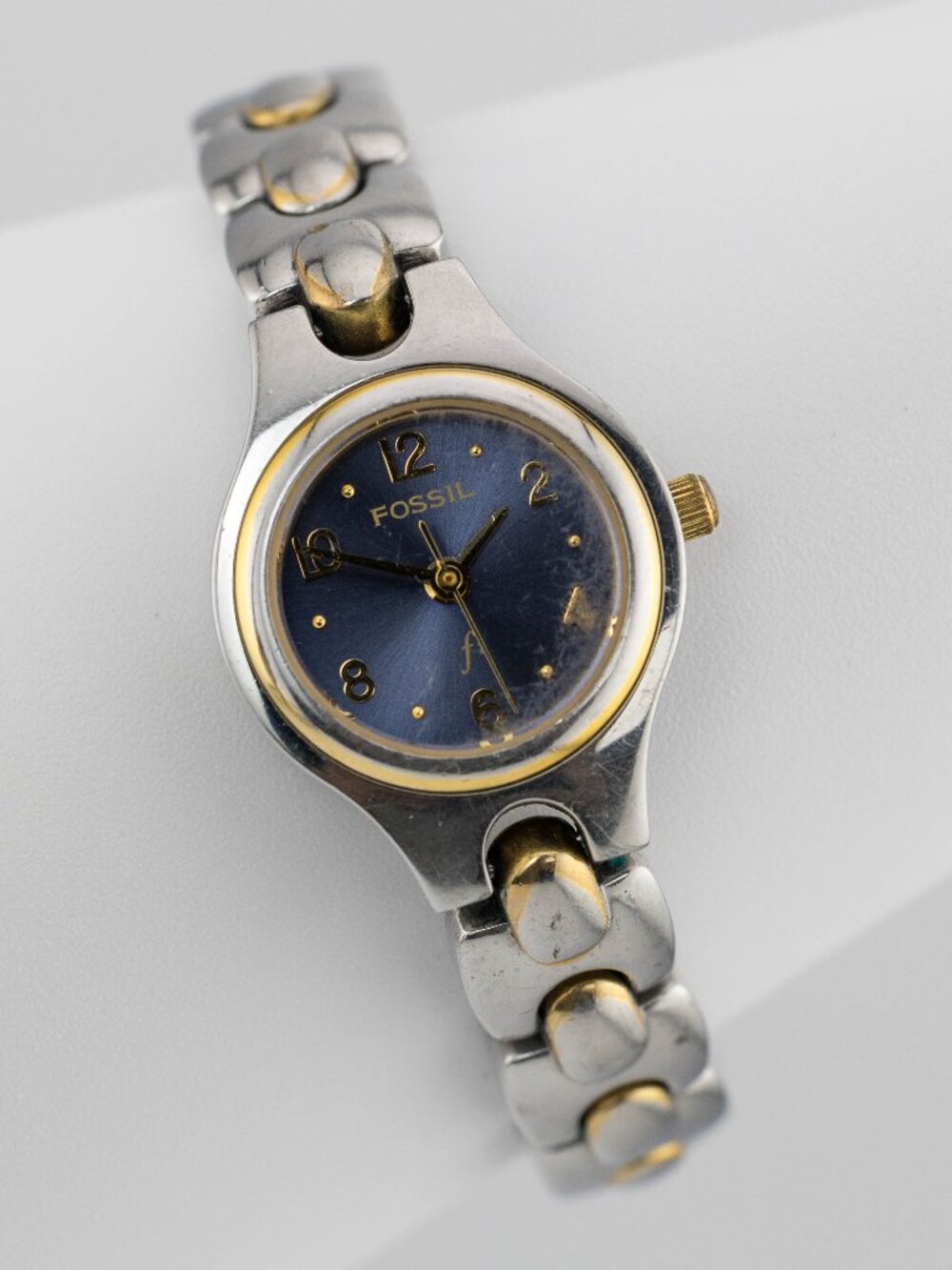 Fossil F2 ES-8949 Two Tone Blue Dial Quartz Analog Women's Watch New Battery